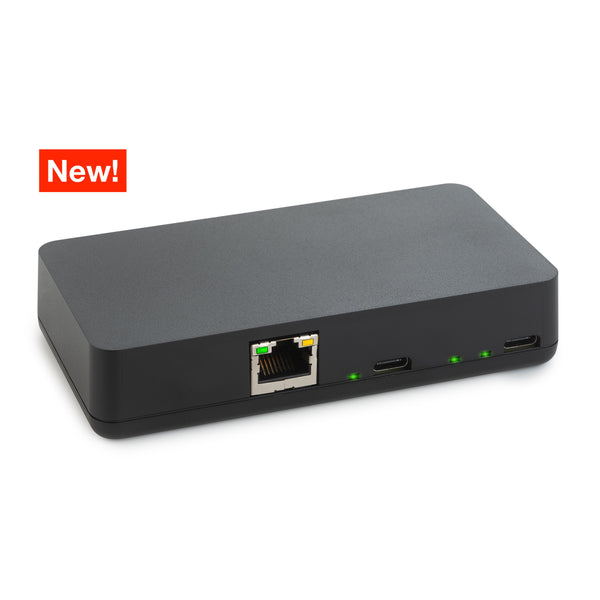 Dock which connects an iPad to ethernet and to one or more USB devices.  The Dock uses POE to provide power to the iPad and the USB device(s). 